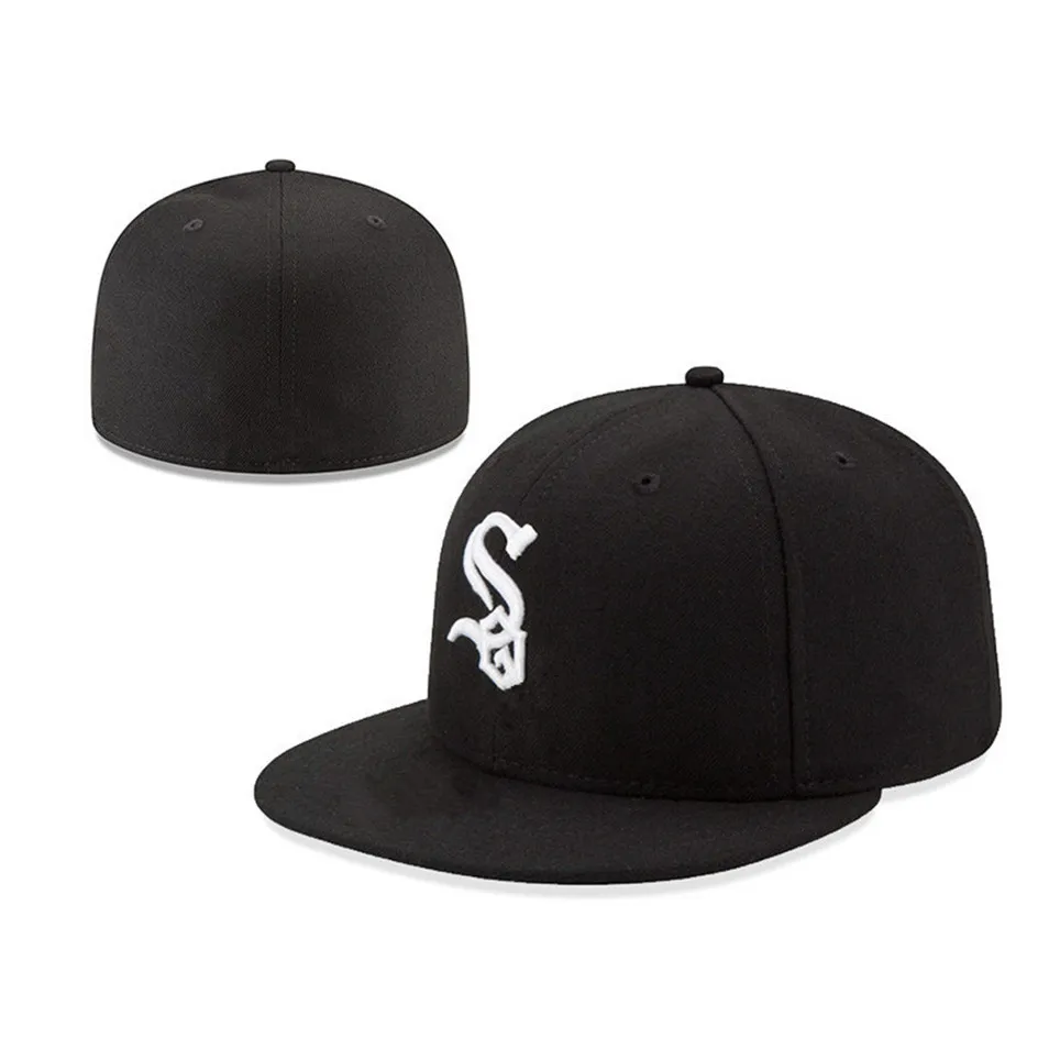 Moda en yeni takılmış şapkalar snapbacks top tasarımcısı fit şapka nakış ayarlanabilir beyzbol pamuk kapakları tüm takım logo spor hip hop kapalı güneş biyece kaplama w-20