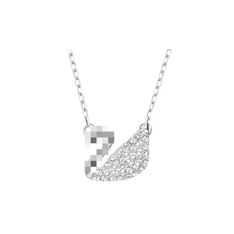 Fashion Women's Pendant Necklace Light Y2K White Crystal Swan Necklace,gifts for Girls