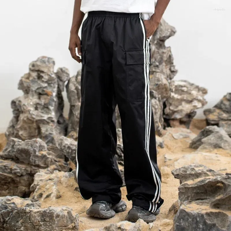 Calças masculinas homens mulheres listra lateral esporte marca moda hip hop streetwear solto casual baggy masculino jogger sweatpants unisex roupas
