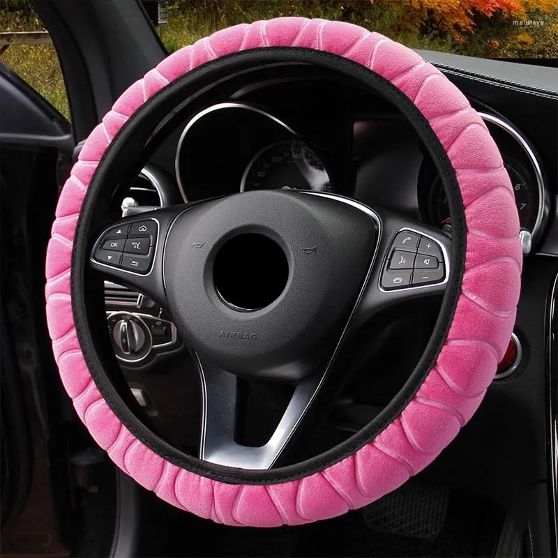 Steering Wheel Covers Universal Pink Cover Soft Warm Plush For Winter Car Interior Parts