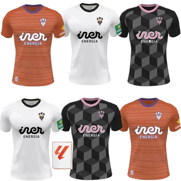 2023 2024 Albacete Balompie camisas de futebol em casa terceiro 20 24 Manu Fuster Jonathan Dubasin Fran Alvarez Flavien Boyomo Riki Rodriguez camisas de futebol