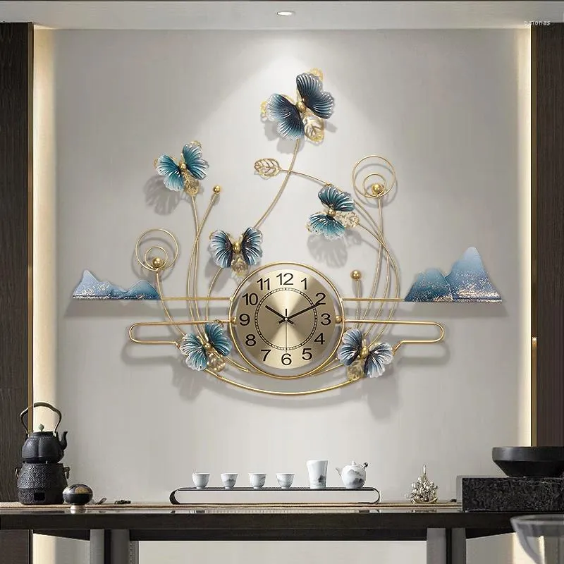 Wanduhren Chinesische Schmetterling Metall Hause Wohnzimmer Stumm Uhr Aufkleber Zubehör Dekoration Halle Wandbild Handwerk