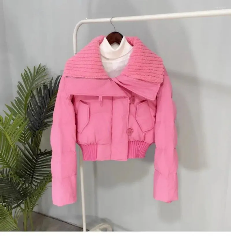 Abrigos de trinchera para mujer Chaqueta de invierno Mujeres Parkas cortas 2023 Diseño Cordero Lana Polo Collar Espesado Abrigo Cálido Moda Coreana Tendencia de pan