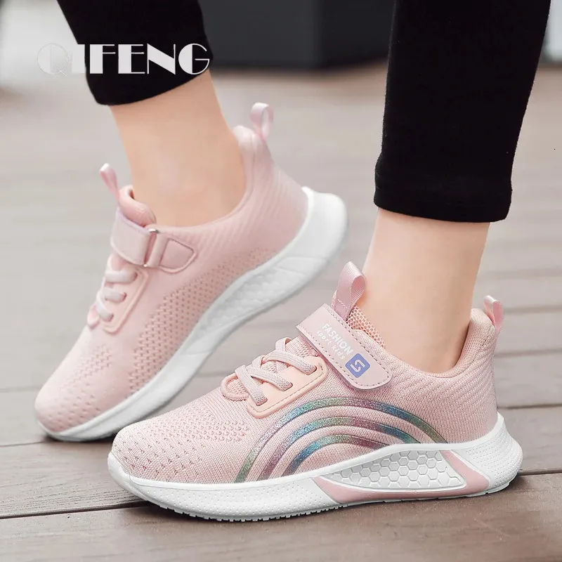 Sneakers Cute Girls Casual Shoes White Mesh Sneakers Student Kids Summer Sock Footwear Fashion Children Sport Shoes Tenis Running Autumn 231021