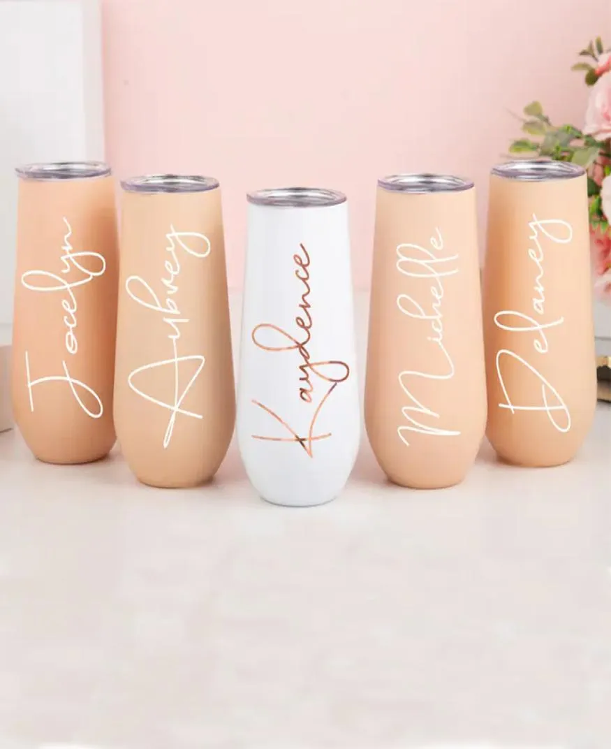 Stainless Steel Insulated 6oz Champagne Bridesmaid Tumblers With Lid  Perfect Bridesmaid Gift From Rpaw, $1.11