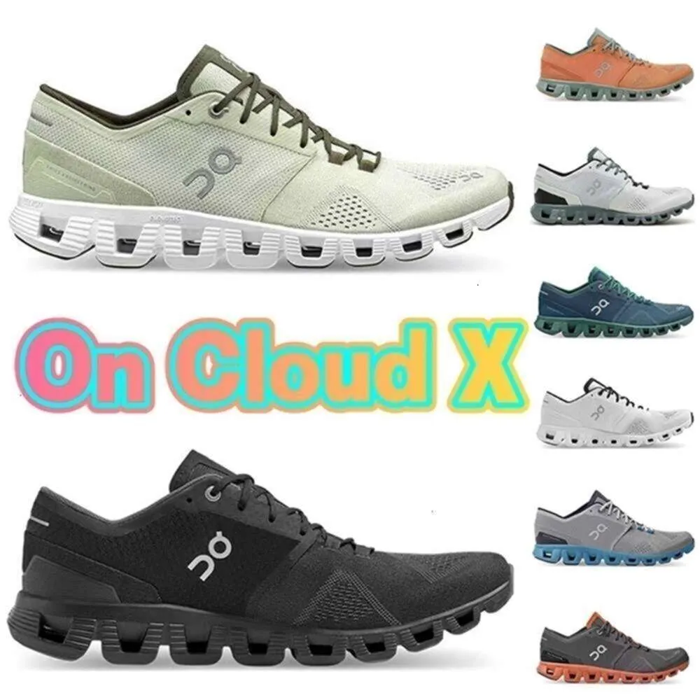 Men s On Cloud X Running Shoes for Workouts Aloe Ash Black Orange Red