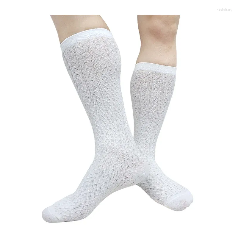 Men's Socks Striped Mens Dress Suit Softy Breathable Formal Business Fashion For Male Sexy Stocking See Through Cotton Long Hose