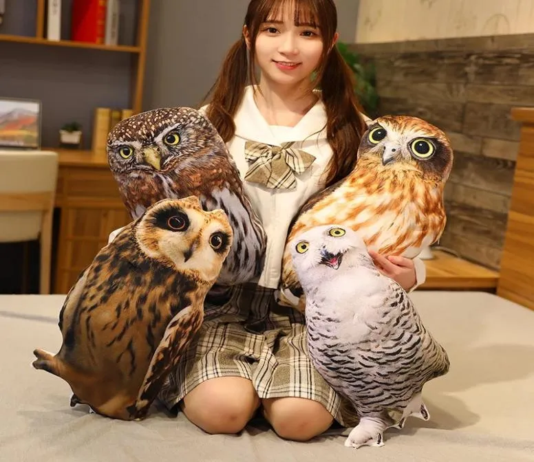 50 cm Simulation peluche hibou oreillers de couchage doux animaux en peluche aigle coussin canapé décor dessin animé oiseau jouets pour enfants cadeau LA3317849637