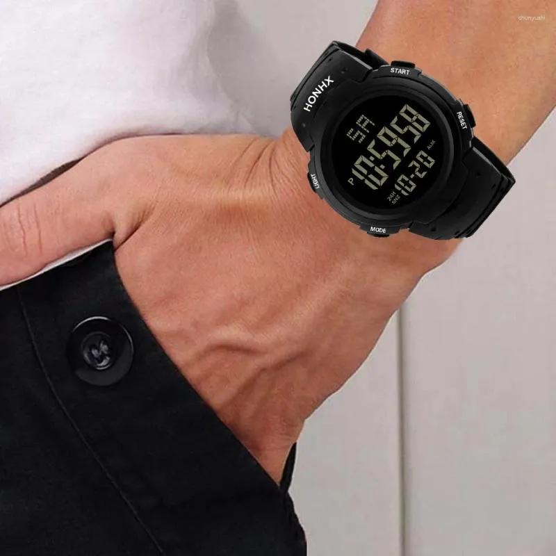 Zegarek światło światło męski silikonowy elektroniczny na rękopis na rękę prowadzony na kemping cyfrowy kwarc wojskowy luksusowy sport zegarek daty