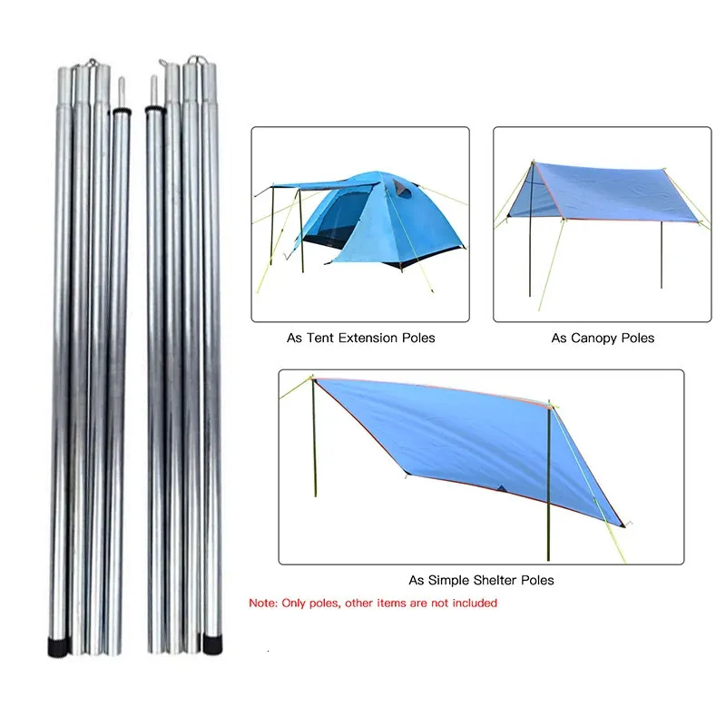 Outdoor Gadgets 2M Verstelbare Ijzeren Luifelpaal Tarp Pole 2 Pack Ultralichte Compacte Steunstaven voor Camping Shelter Dekzeil Luifel 231021