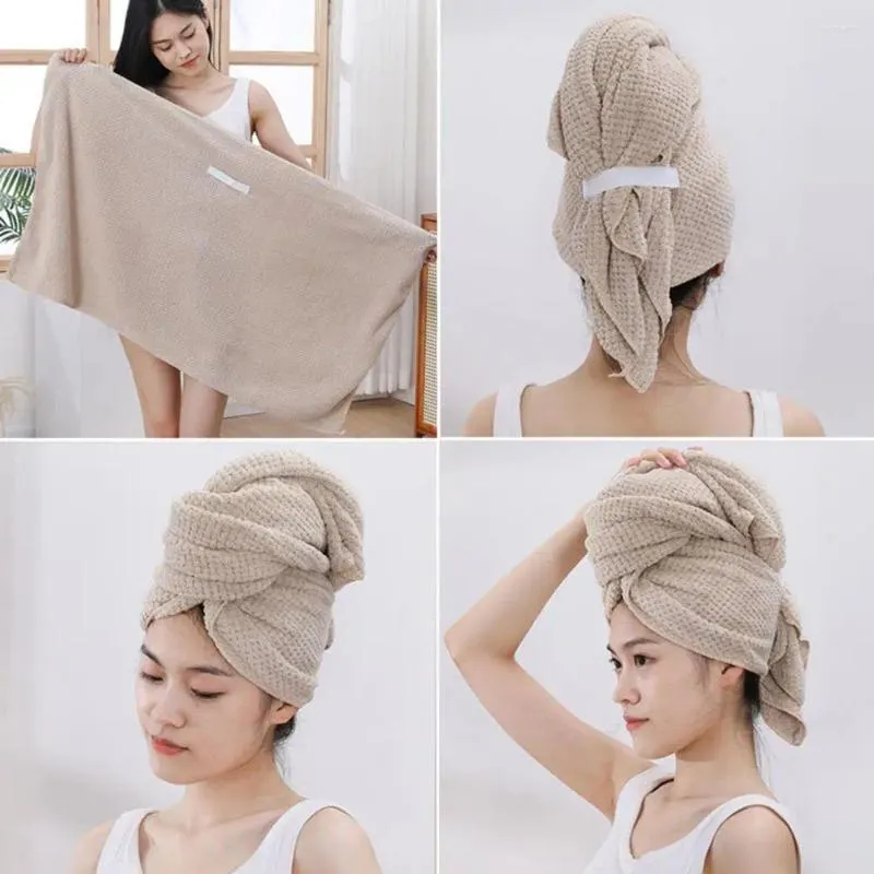 Toalha de secagem de cabelo, envoltório extra super macio, altamente absorvente, anti-frizz, faixa elástica rápida para fácil uso, chuveiro