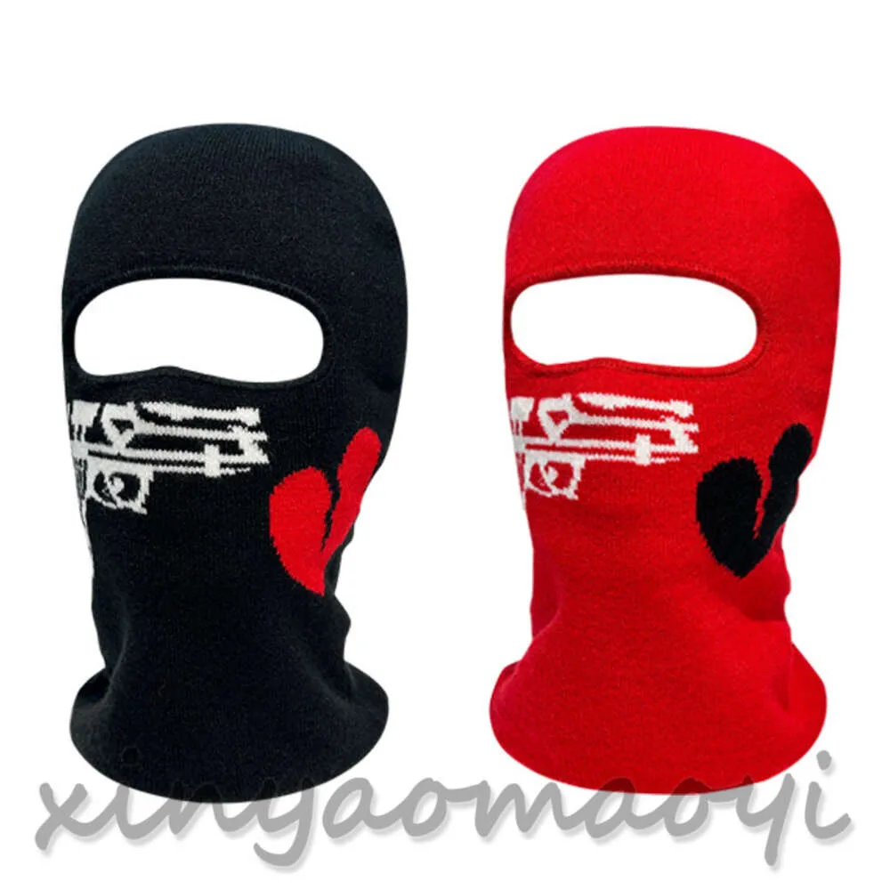 Personalized Winter Ski Mask With Break Heart Jacquard Design Full Face