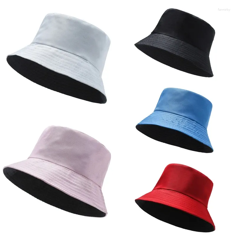 Berretti Cappello unisex Trendy Tinta unita Double-Sided Semplice Hip Hop Parasole Secchiello Panama da donna per uomo Vaso da pesca pieghevole