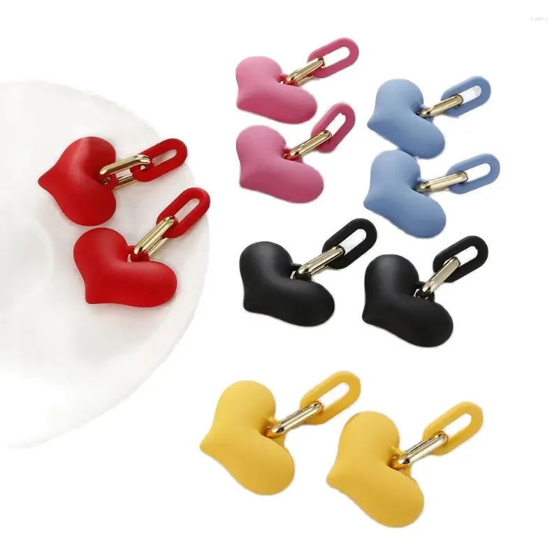 Boucles d'oreilles pendantes d'été coréennes en époxy, couleur bonbon pour femmes, goutte de cœur acrylique, bijoux tendance, cadeaux