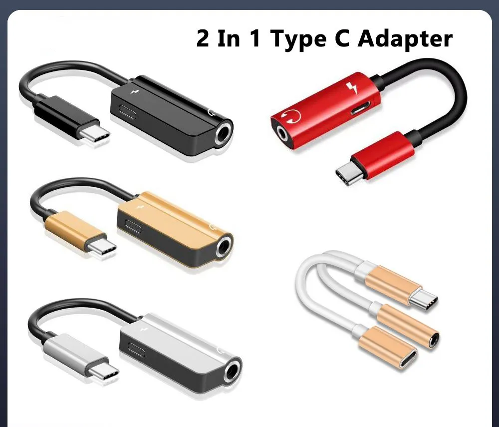 New USB Type C To 3.5mm Jack Adapter Headphone Audio Aux Charger Splitter Cable For Samsung Redmi Huawei PC Hardware Cables