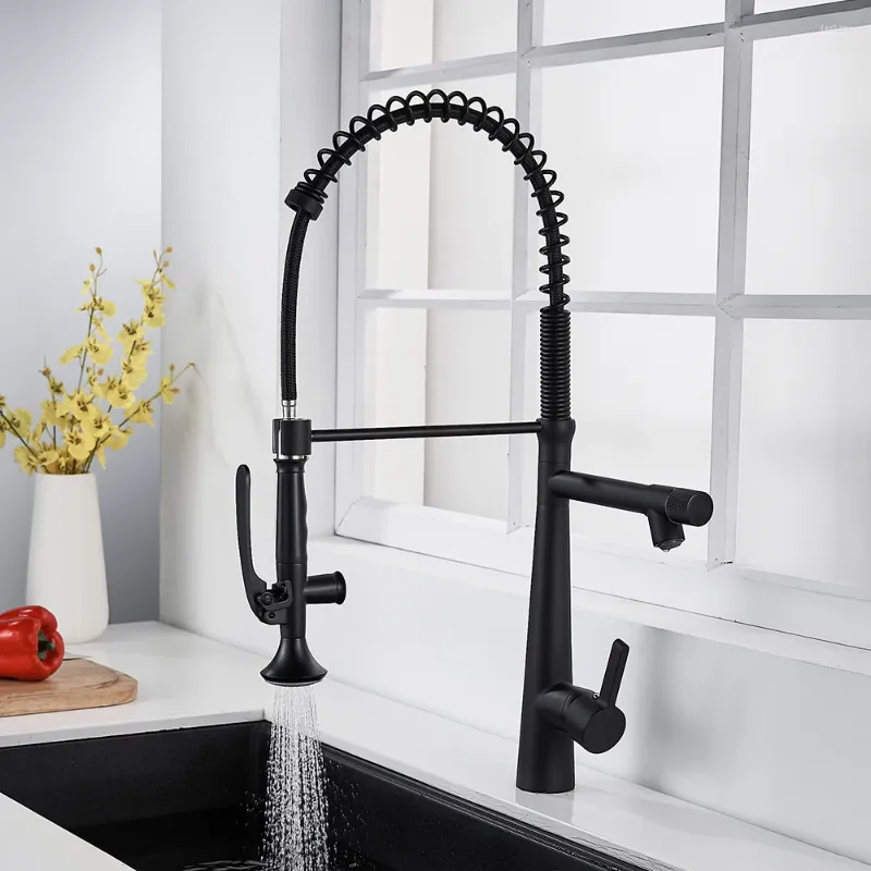 Kitchen Faucets Vidric Modern Faucet With Dual Pull Down Spout Solid Brass Single Handle Hole Sink Mixer Tap Matte Black 866105