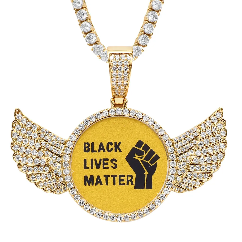 Collier de pendentif concepteur pour femmes hommes commémoratifs ronds wings cadre photo créativité image privée personnalité micro micro-ensemble zircon collier bijoux cadeau