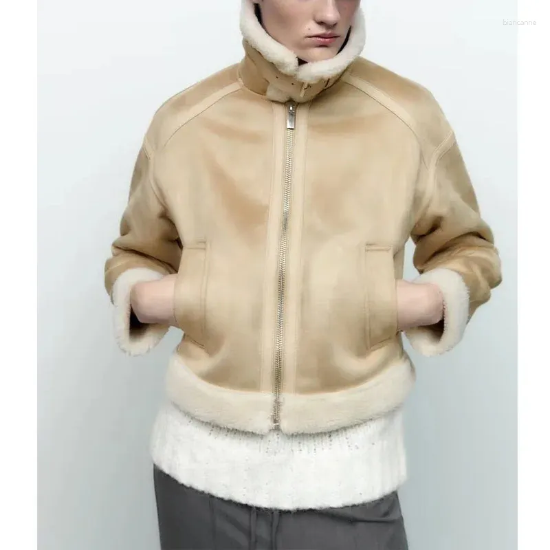 Женские куртки ZXRYXGS, замшевая зимняя одежда премиум-класса, модное пальто, теплое, распродажа 2023, мотоциклетная куртка, женская короткая
