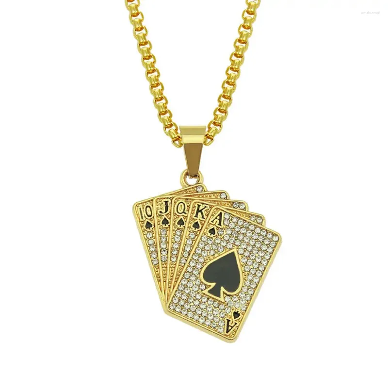 Pendentif Colliers Hiphop Style Casino pour hommes Lucky Poker Collier de chasse droit Chaîne Bijoux