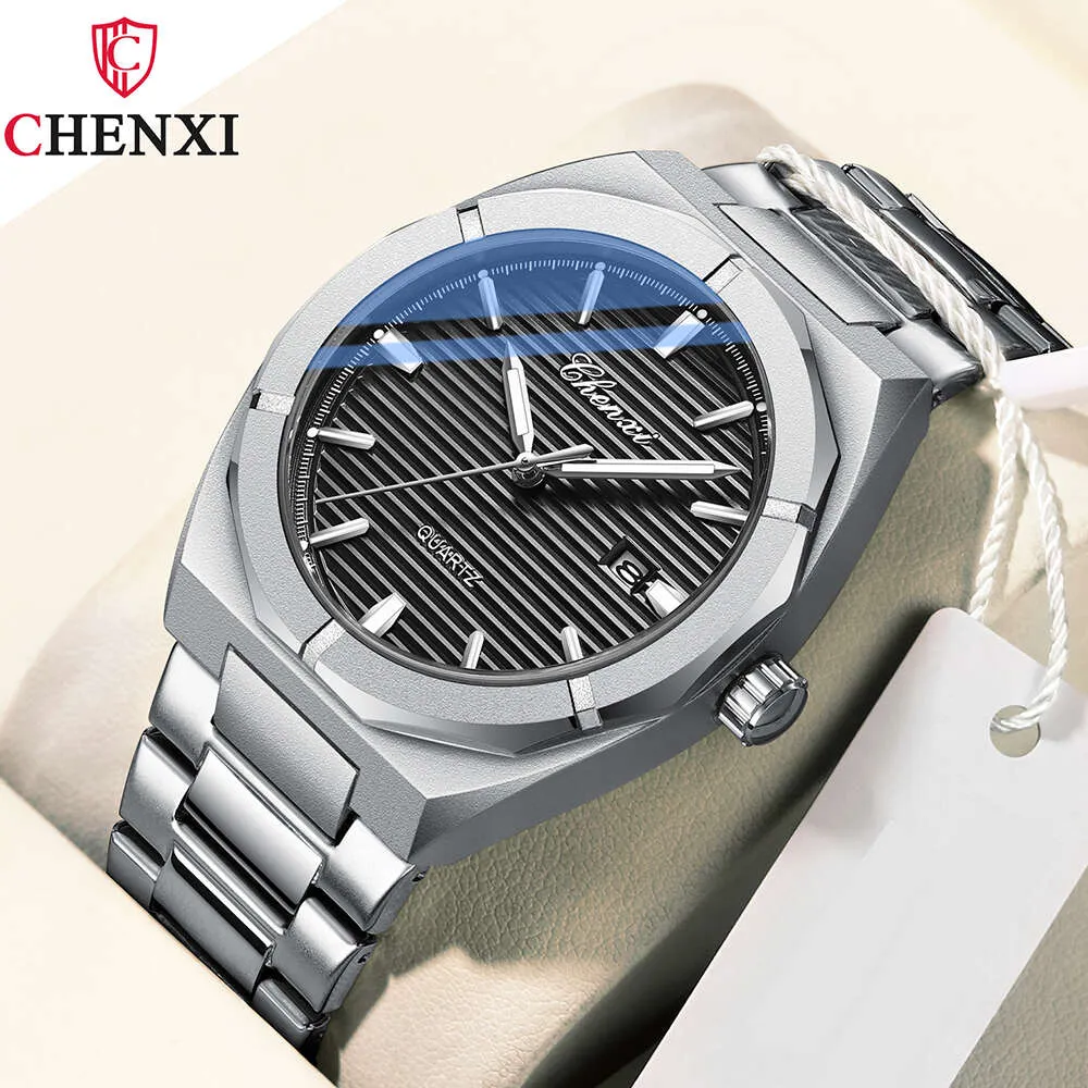CHENXI – montre-bracelet à Quartz pour hommes, en acier inoxydable, étanche, sport, Date, horloge, décontractée, à la mode, nouvelle collection 2023