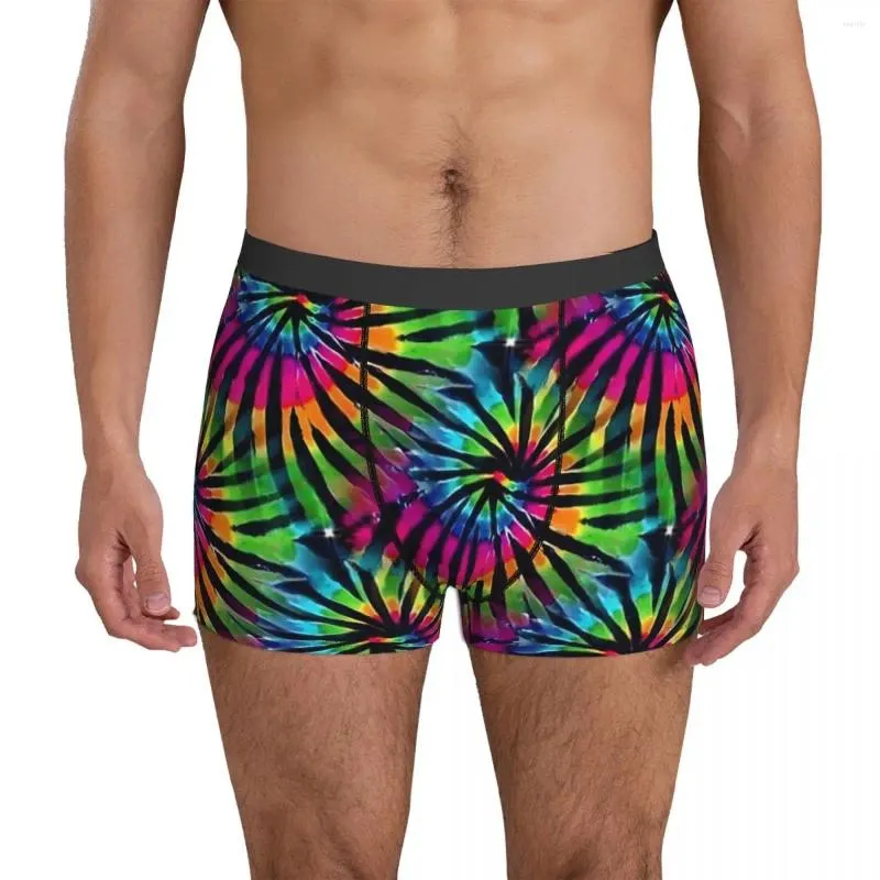 Sous-vêtements Tie Dye Pinwheels Sous-vêtements Impression colorée Sexy Short d'impression doux Slip pour homme Pochette 3D Boxer de grande taille