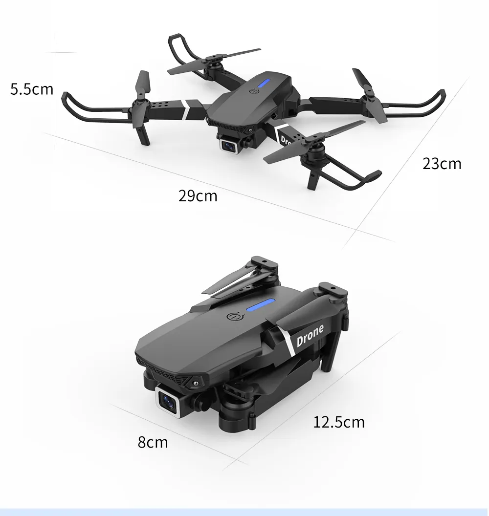 Professional Drone E88 Pro 4k wide-angle HD camera Intelligent Uav WiFi Fpv Height Hold Foldable RC quadrotor Helicopter Camera-free Children's Toys Drones for kids