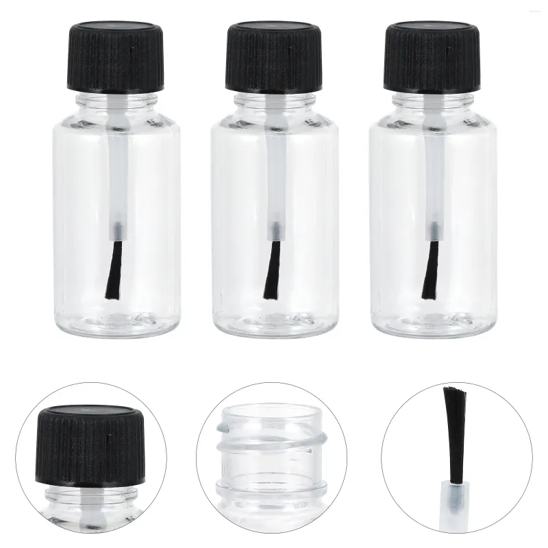 Botellas de almacenamiento 6 PCS Dispensador de esmalte de uñas vacío Plástico transparente Go Contenedores Gel Manicura Negro