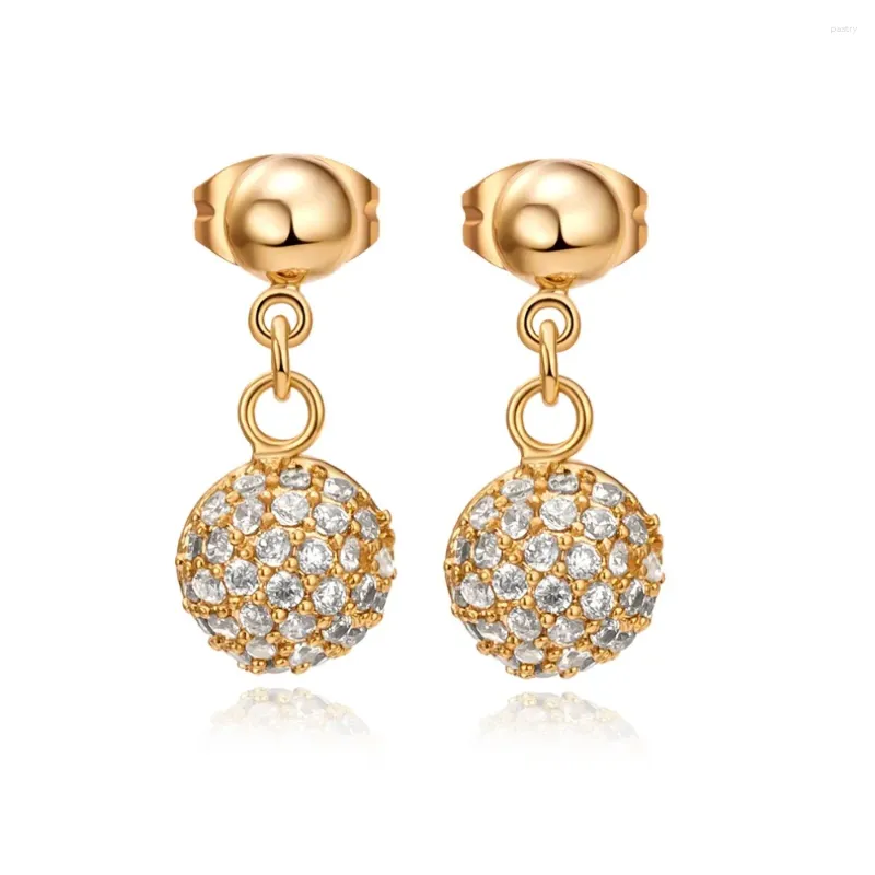 Dangle Brincos Cor Dourada Luxo Zircônia Gota Feminina Venda Jóias Mulheres Atacado