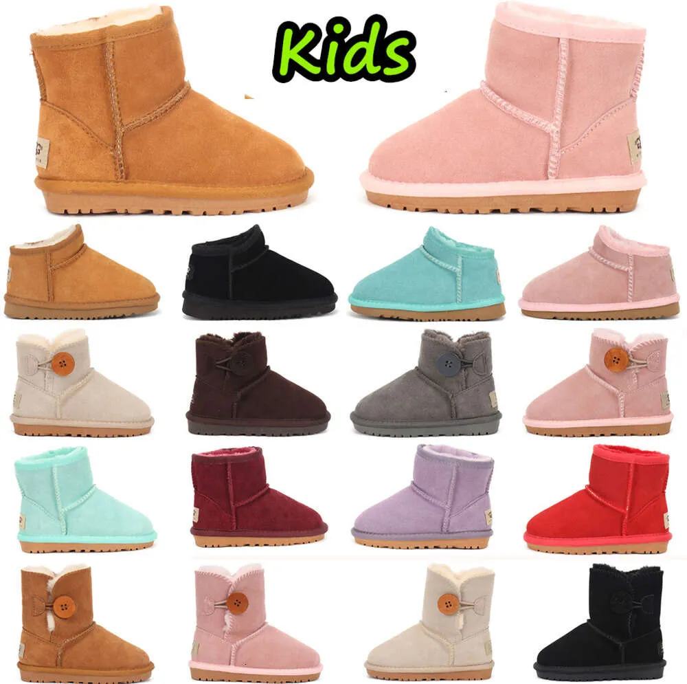 Stivali per bambini Bambino Australia Scarponi da neve Designer Scarpe per bambini Inverno Classico Ultra Mini Bottone Neonati maschi Stivaletti alla caviglia Bambino Pelliccia scamosciata 785