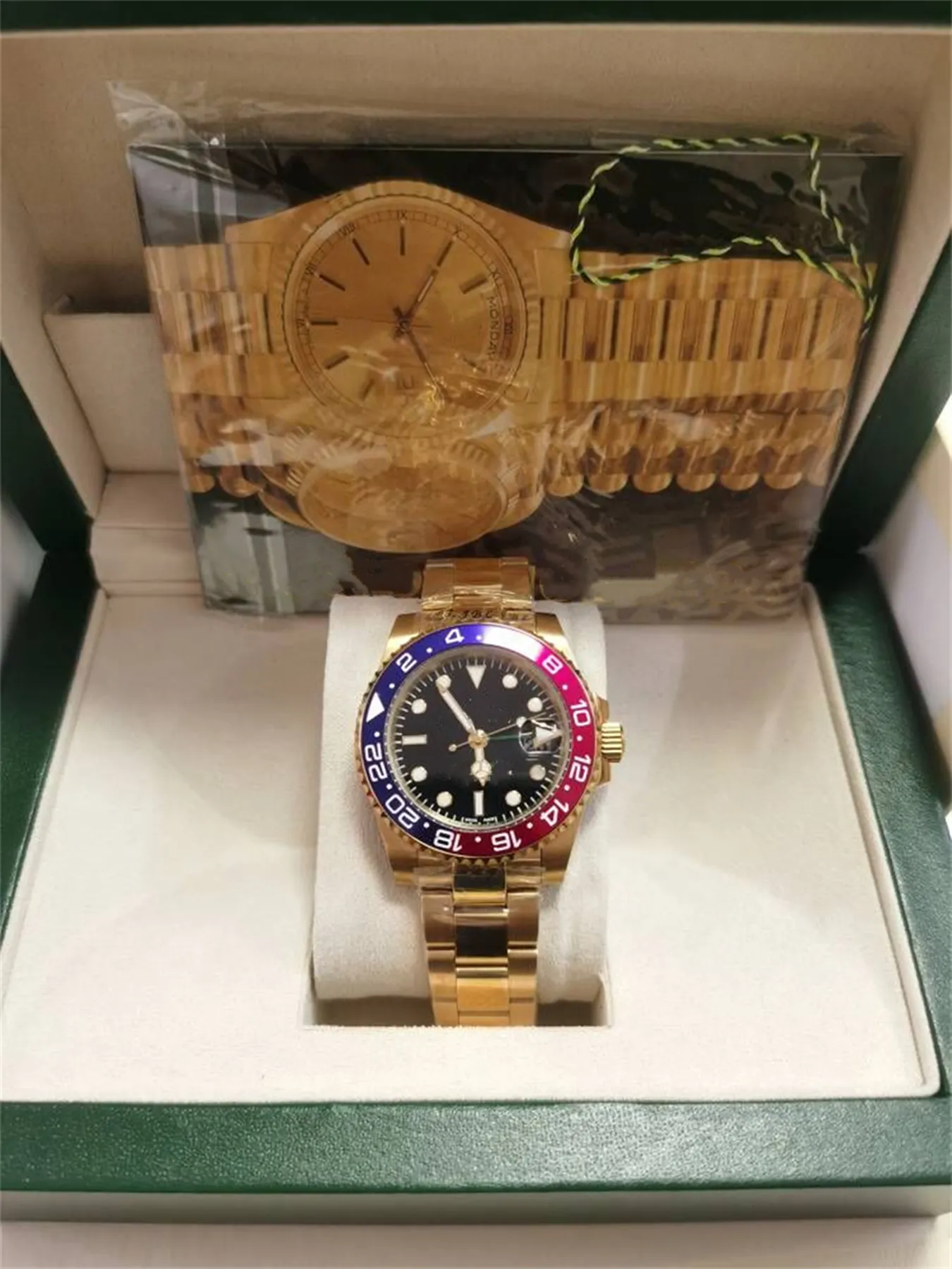 Met originele doos Herenhorloges 40 mm keramische ring volledig roestvrijstalen automatische mechanica Beweging rood reloj de lujo Saffier 5ATM waterdicht horloge 2024