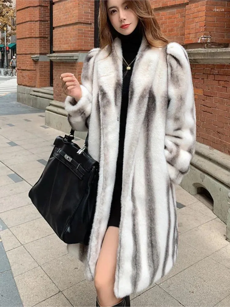 Fourrure femme 2023 hiver intégré Vintage mi-long manteau écologique Premium sens vison longue mode