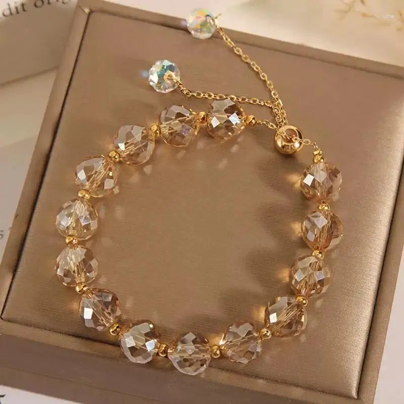 Bracelets à maillons FEEHOW Bracelet en cristal artificiel coloré de mode perles de pierre brillantes corde chaîne brin pour femmes bijoux de fête