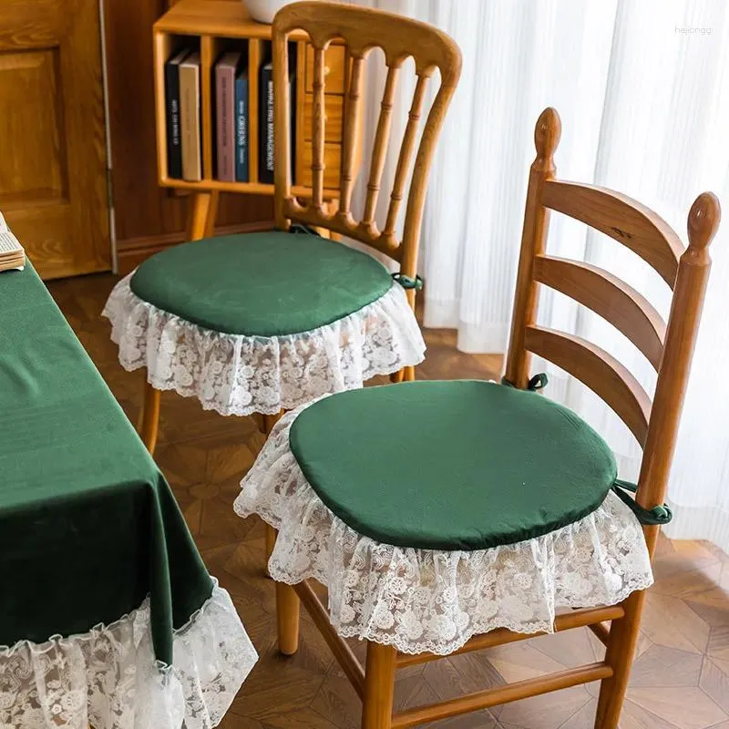 Travesseiro Renda Francesa Veludo Patchwork Quadrado Cadeira Assento Capas Cozinha Jantar Slipcover para Home El 45x45cm