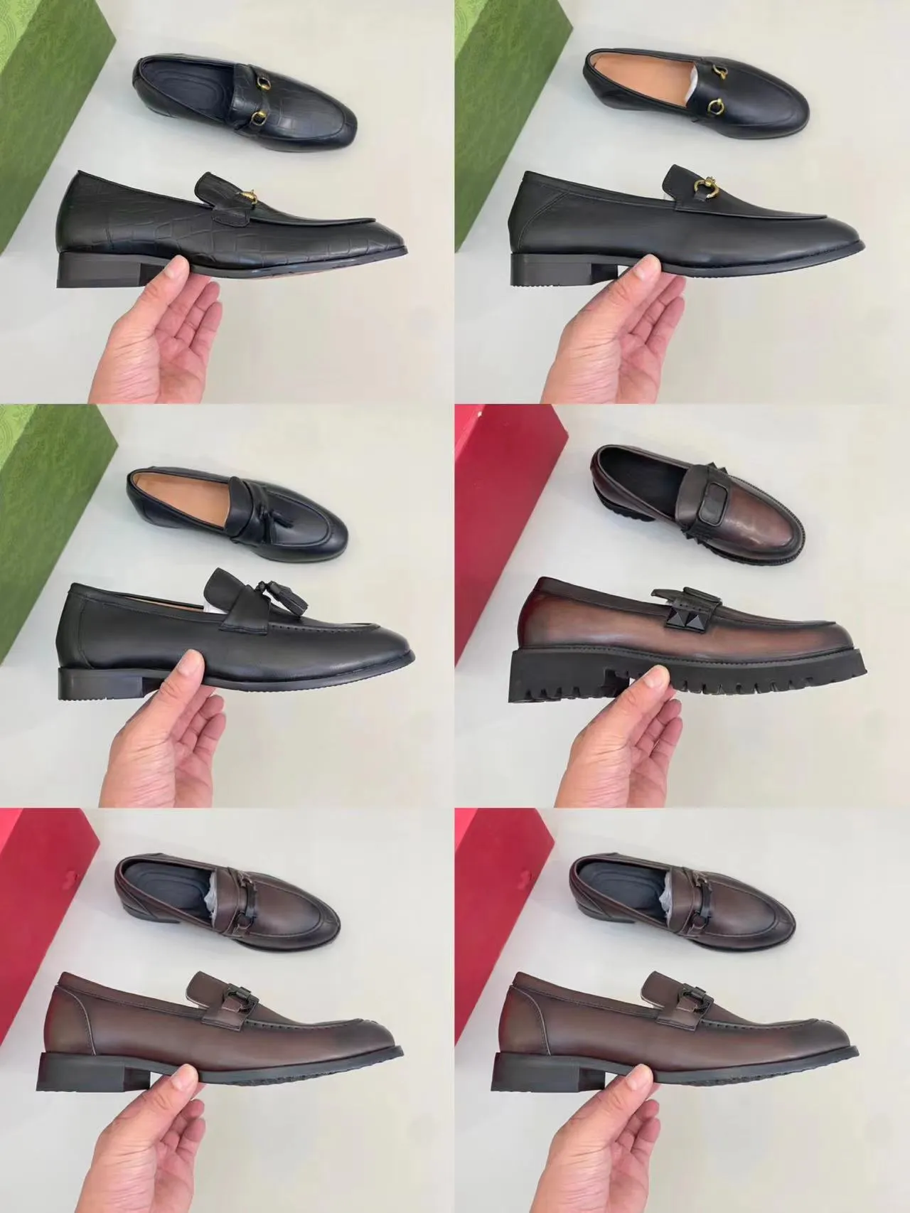 Designer män loafers skor män zapatos de hombre slip-on läder lyxiga klänningskor vuxna svartbrun körmokasin mjuka non-halp loafers sko