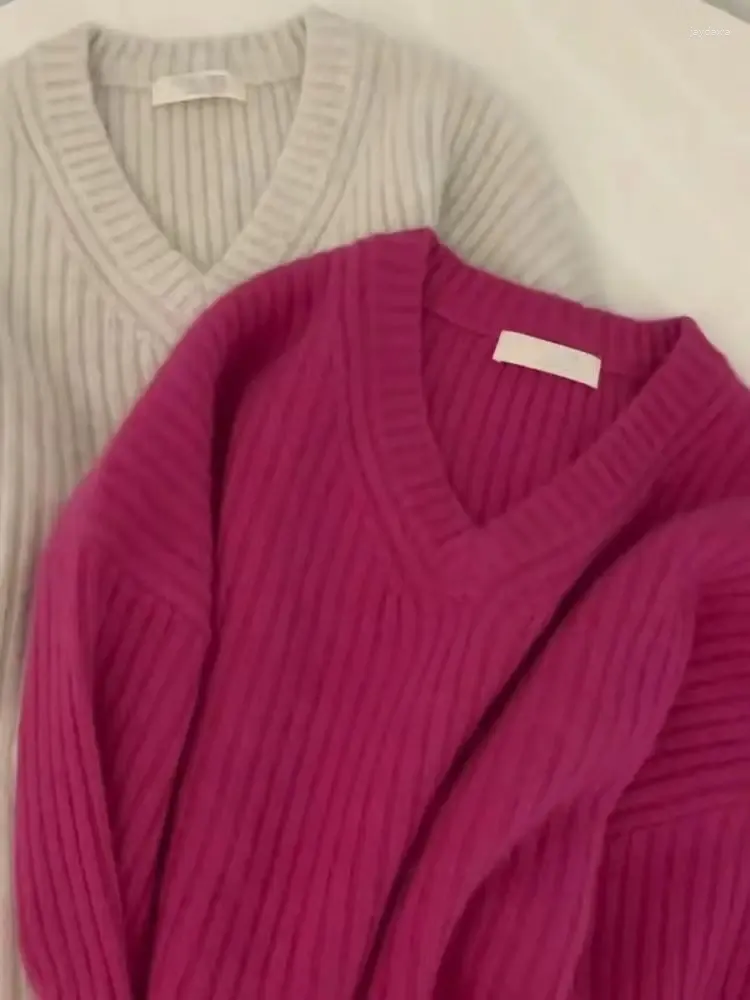 Suéteres para mujer Suéter para mujer 2023 Primavera Otoño Jerseys de punto con cuello en V Slim Fit Solid Soft Knitwear Jumpers Casual Versátil Z81