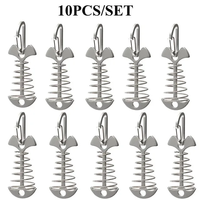 Lot De 10 Piquets D'ancrage En Aluminium Avec Mousqueton à Ressort – Pour Tente, Camping, Terrasse, Planches, Résistant Et Portable
