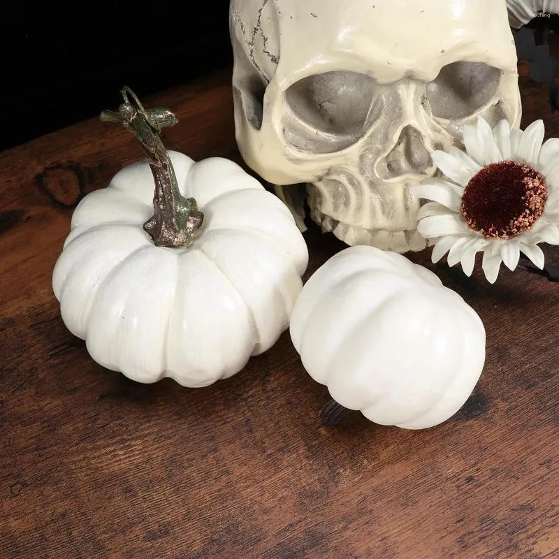 Fiori decorativi 6 pezzi di zucca bianca di Halloween fai da te zucche artificiali oggetti di scena per il raccolto del ringraziamento bomboniere Pografia
