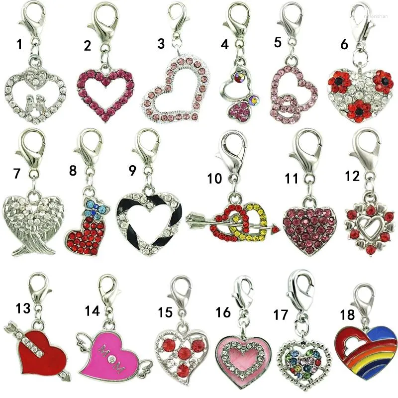 Pendant Necklaces JINGLANG Classics Charm With Lobster Clasp Dangle Rhinestone Enamel Heart Pendants Charms For Jewelry Making Accessories