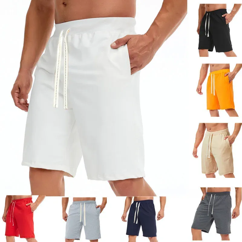 Pantaloncini da uomo 2023 Pantaloni larghi casual estivi a cinque punte da spiaggia di grandi dimensioni con corda per sport fitness