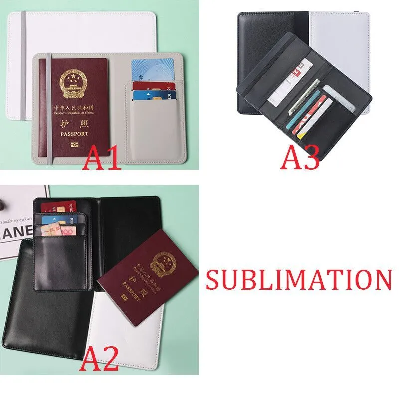 Sublimation Passport Holder PU Leather Purse DIY Blank Card Bag Heat Transfer Wallet Document Storage Bags