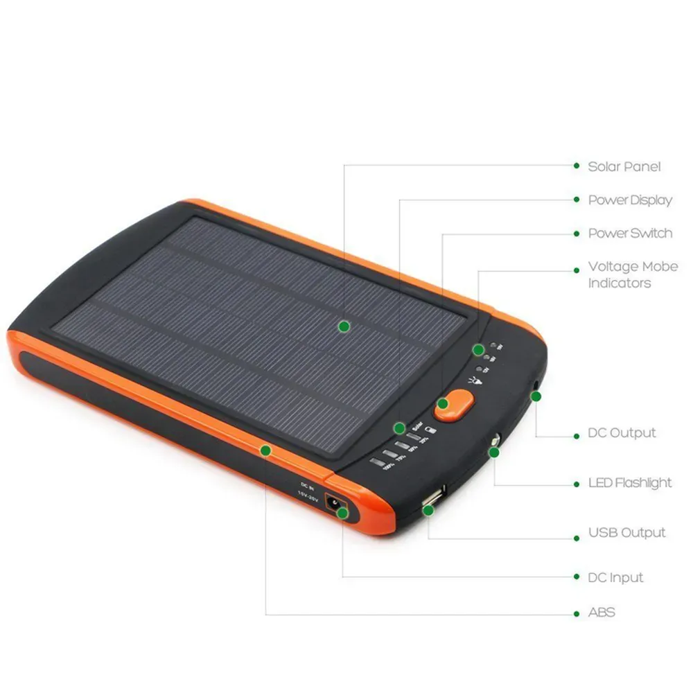 Ladegeräte 23000mah Solar externer Akku 5V/12 V/16V/19V Notebook Phone Tablet Power Bank mit 10 Laptop -Stecker EU -Stecker