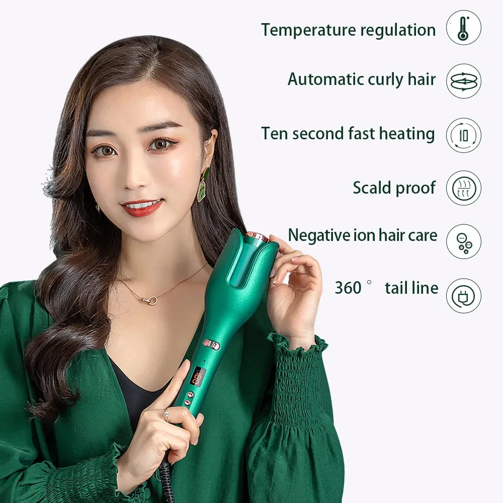 Curling Irons Hair Curler Electric Automatic Curling LCD Negative Ion Ceramic Rotating Curling Iron Wave Machine Magic Wand Hair Styling Tool 231021