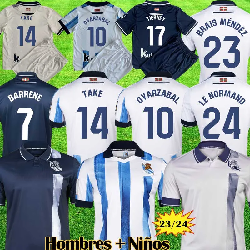 Real Sociedad 2023 2024 Soccer Jersey Oyarzabal x Prieto Portu Tierney Merino Football Shirt Take 23 24 Carlos Fernandez Camiseta de Futbol Men Kit Kids Equild