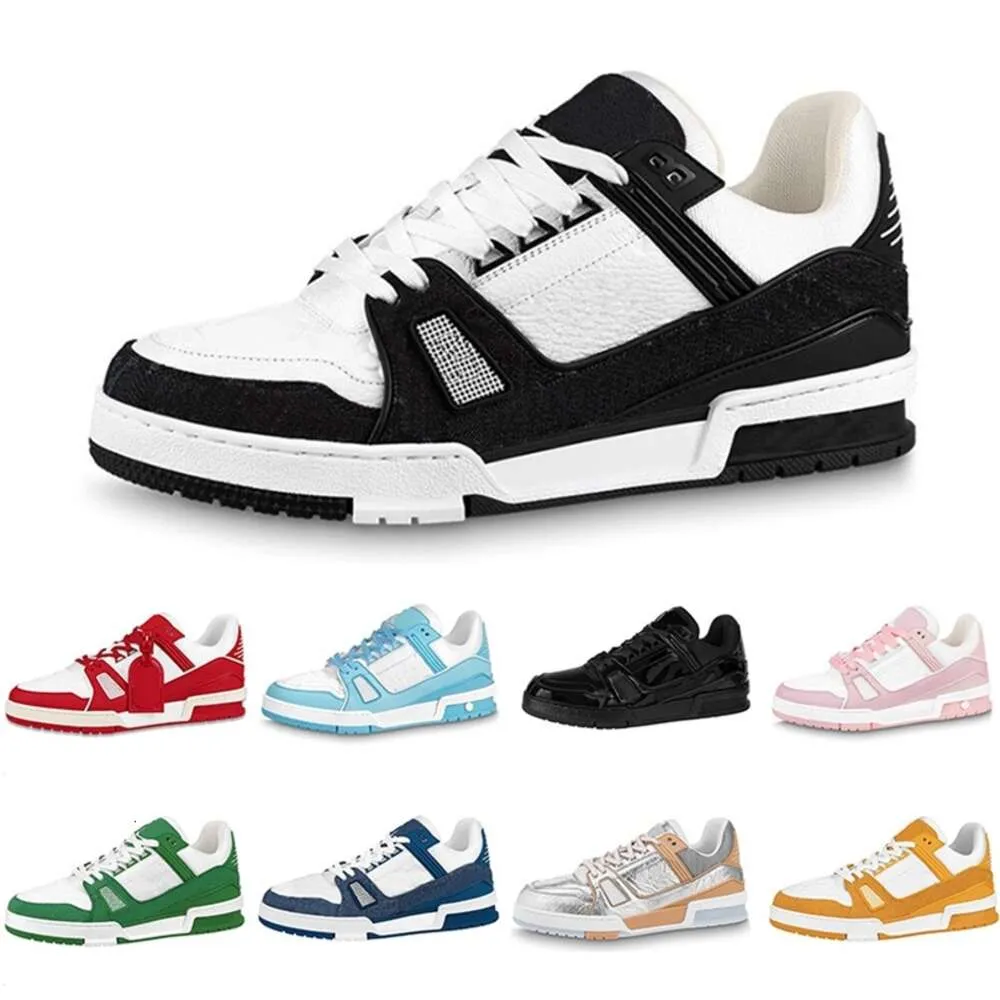 2023 Designer Virgil Trainer حذاء عارضة أسود أبيض الباندا أزياء منخفضة أعلى منصة حذاء منصة Sloe Rubber Men Outdoor Walking 36-45