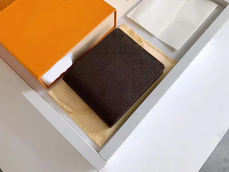 Diseñador de lujo clásico Hombre de moda Carteras estándar Titular de la tarjeta con caja Monedero para teléfono móvil envío gratis