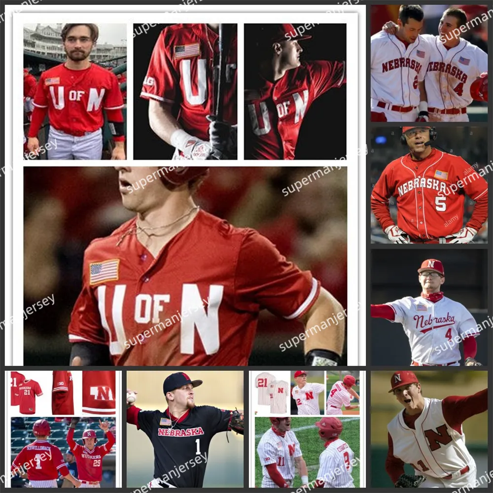 Max Anderson Dylan Carey Nebraska Cornhuskers Baseball Jersey Custom Brice Matthews Josh Caron Gabe Swansen Casey Burnham Nebraska Jerseys