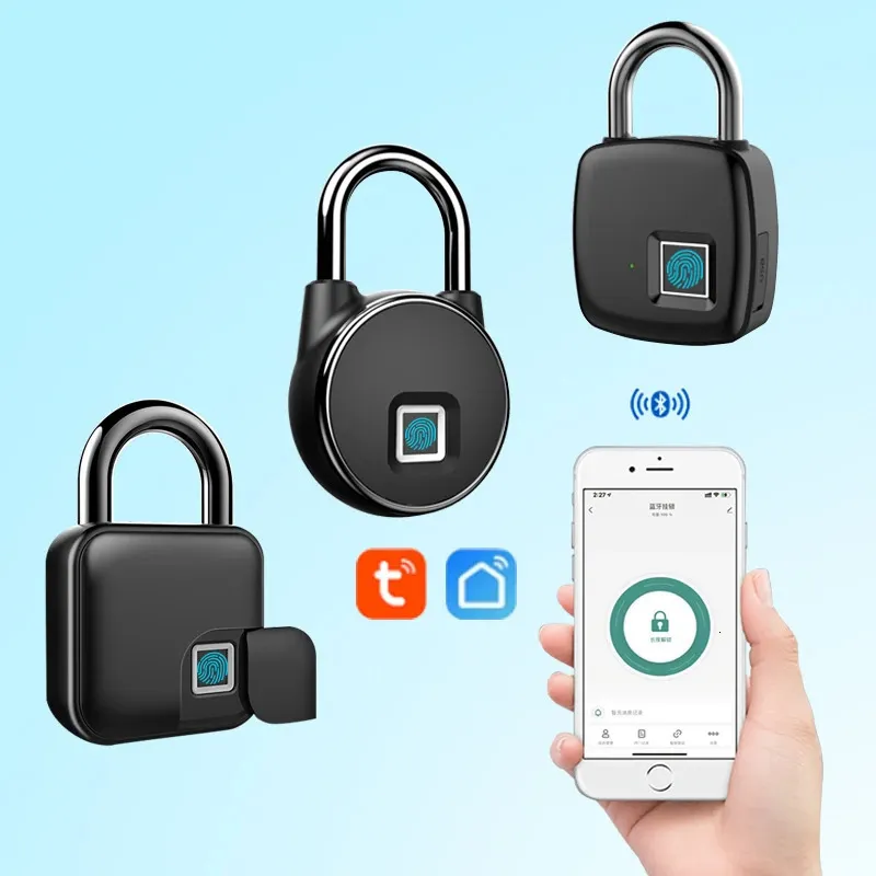 Zamki drzwi Tuya Smart Home Palopniprint Padlock Bluetooth Bezpieczne zabezpieczenie drzwi do drzwi Bezkluczykowy USB ładowanie szybkiego odblokowania stopu cynkowego 231021