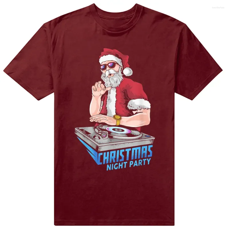 メンズTシャツサンタヒップホップDJミュージッククリスマスパーティーサマーグラフィックコットンストリートウェア半袖誕生日ギフトTシャツの男性