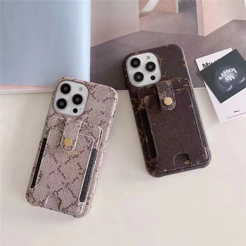 Luxury leather wallet Phone Cases For iPhone 15 15pro 14promax 14plus 14 13pro 13 12promax 12 11 Fashion Designers cardholder Flower Brown Shockproof Case 25tyr68