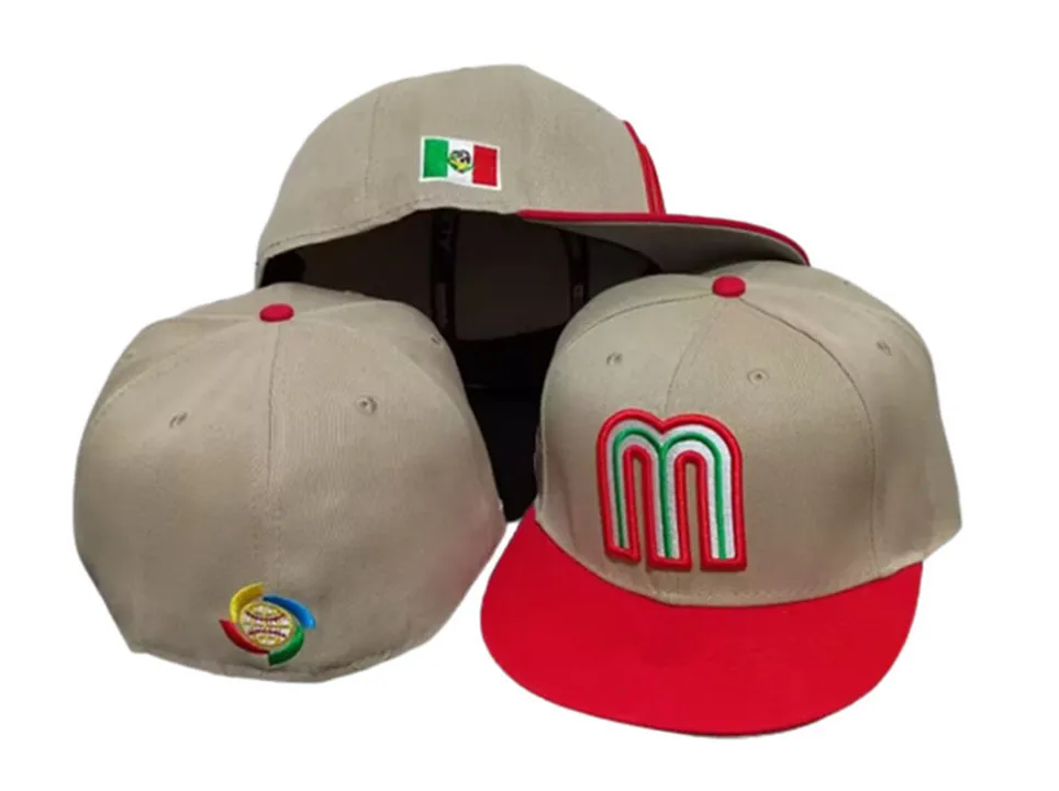 Mode mexico m brev baseball mössor sommarstil gorra ben män varumärke kvinnor unisex hiphop full stängd monterade hattar f-4